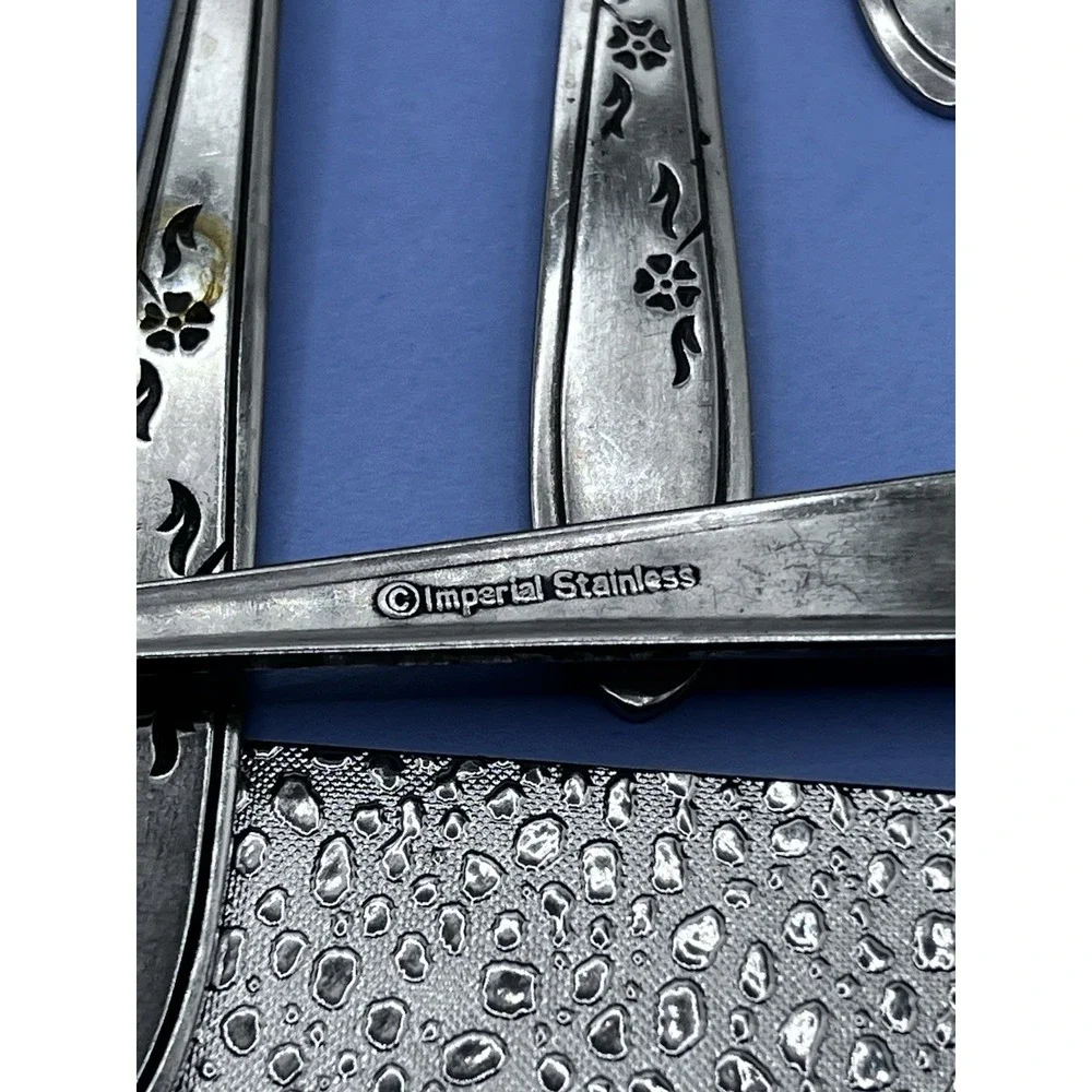 Vintage Imperial Stainless Steel Flatware Flower Dance Korea Lot‎ of 16